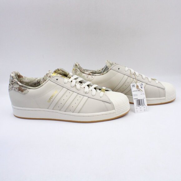 NWB Adidas Superstar Shoes in Alumina/Off White with Green Camp Print US 13 - Picture 2 of 16